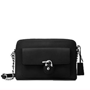 NWT Michael Kors Black w/Silver Hardware + Lock 🔒 Accent Crossbody Purse